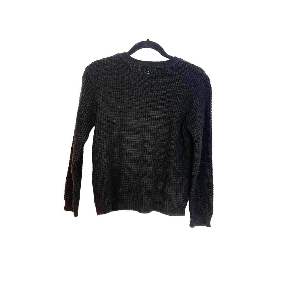 New Nordstrom Rack Cotton Emporium Crewneck waffle Knit Black Sweater Small